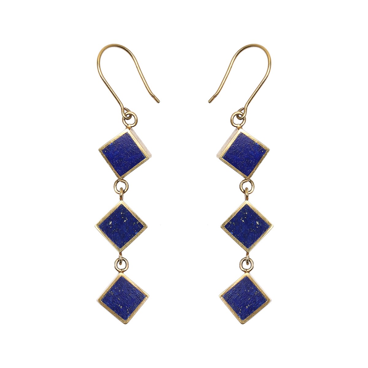 Lapis Lazuli Dangle Earrings | Bronze Shoulder Earrings 1