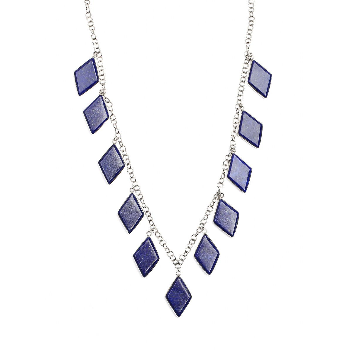 Lapis Lazuli Charm Necklace | Silver Choker Necklace 1