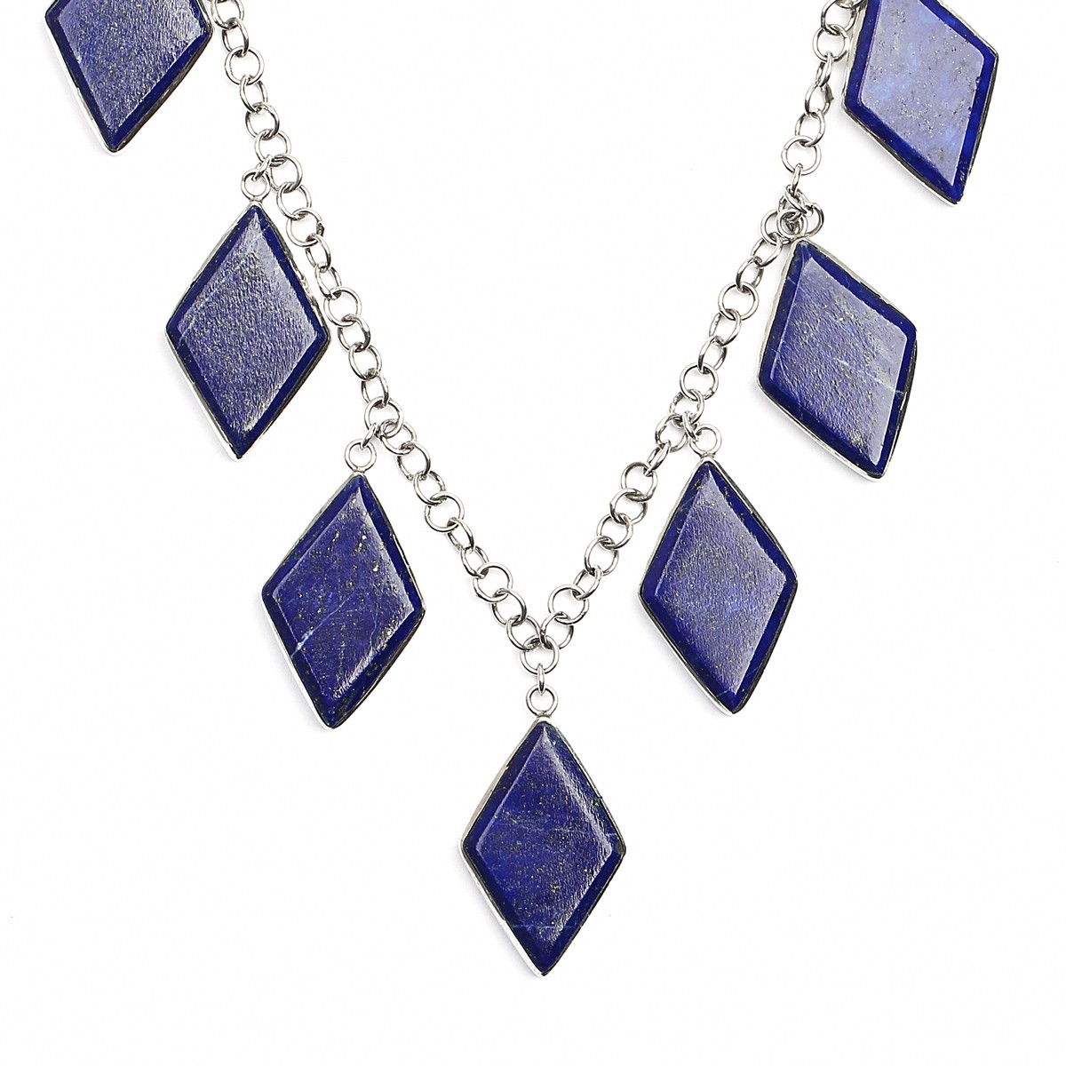 Lapis Lazuli Charm Necklace | Silver Choker Necklace 2