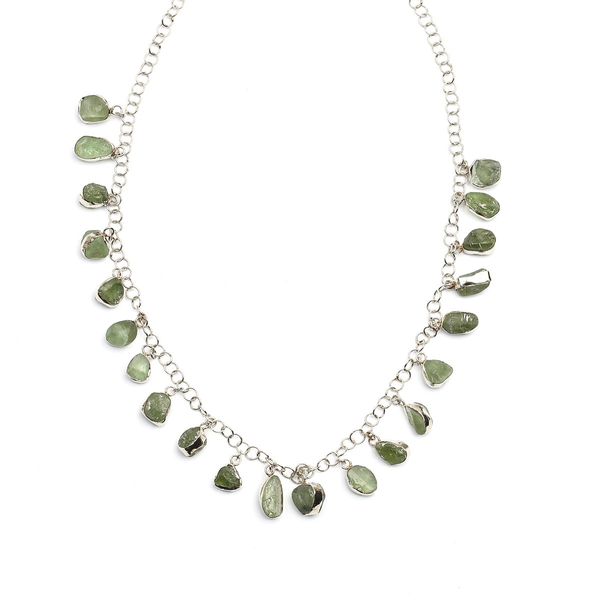 Rough Peridot Necklace | Silver Choker Necklace 1