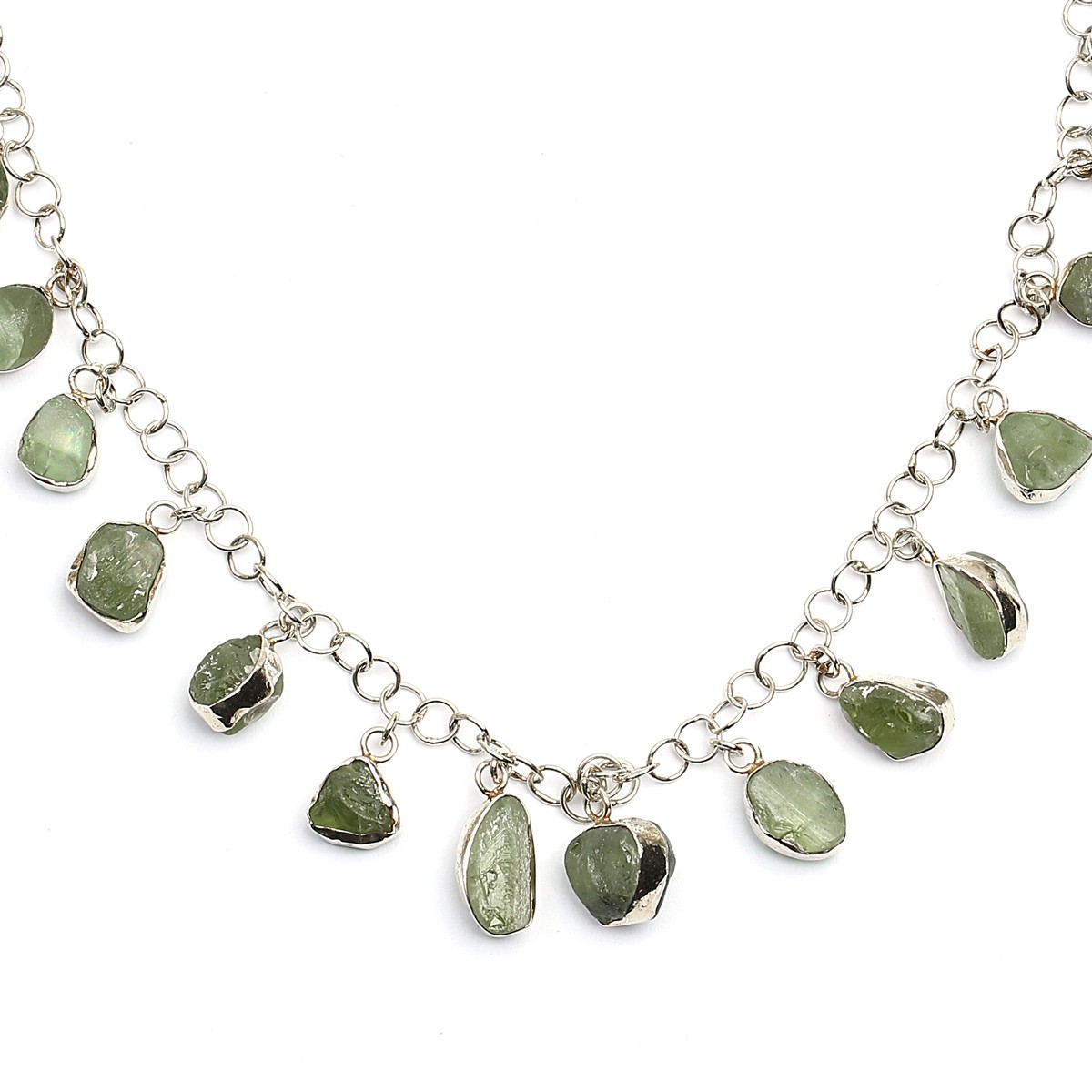 Rough Peridot Necklace | Silver Choker Necklace 2