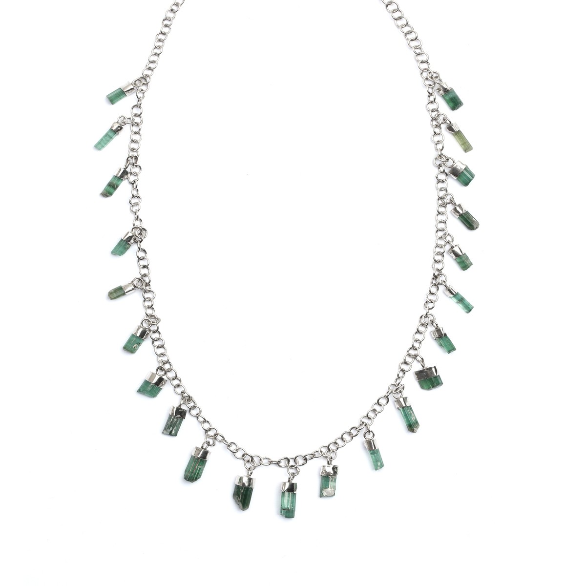 Light Green Tourmaline Necklace | Silver Choker Charm Necklace 1