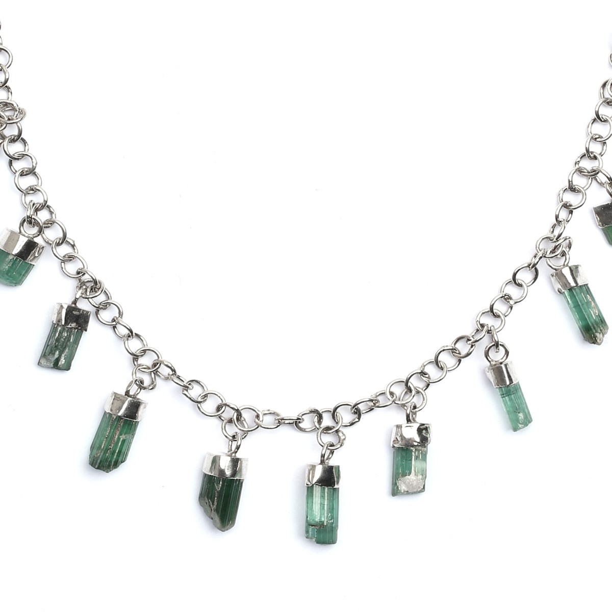 Light Green Tourmaline Necklace | Silver Choker Charm Necklace 2