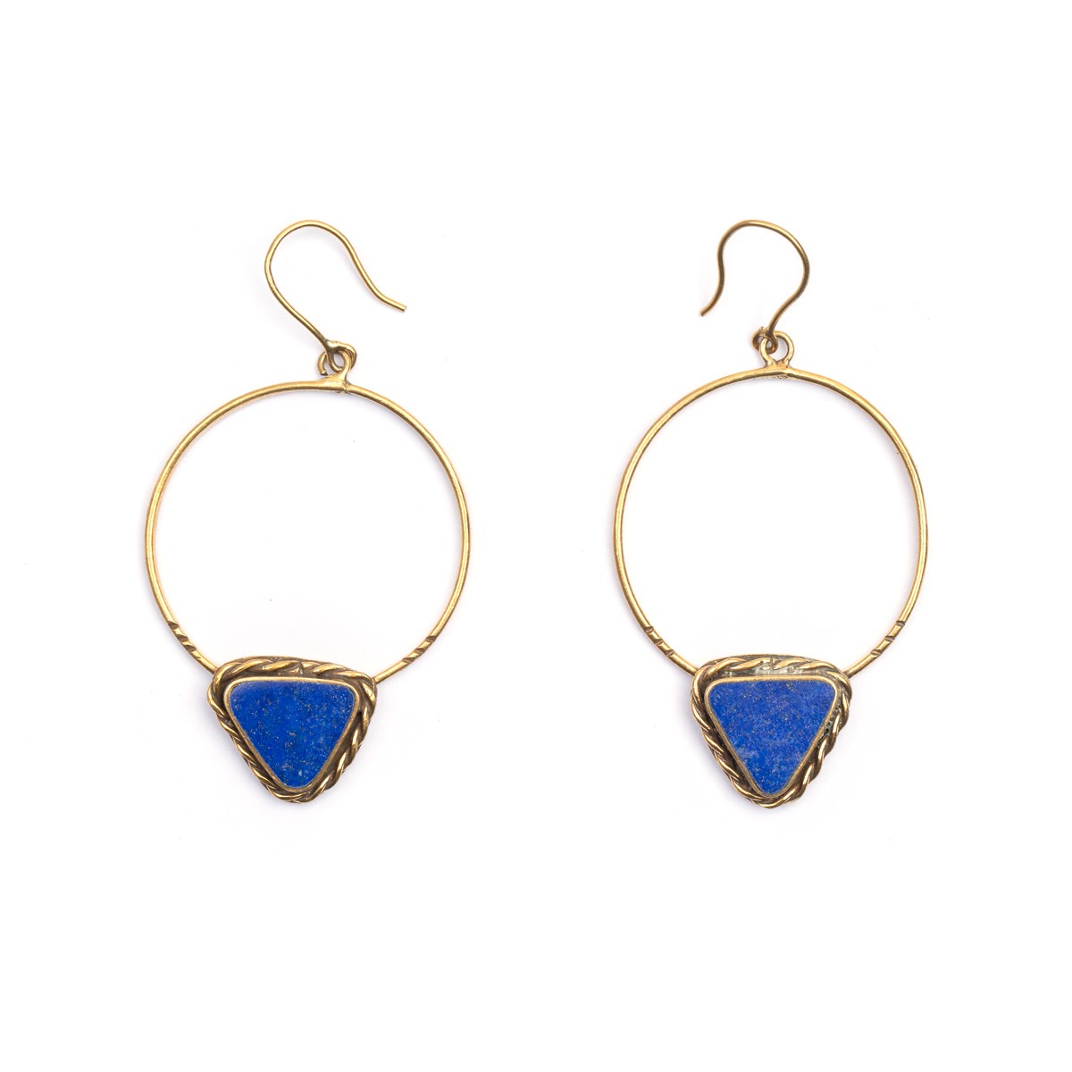 Lapis Bronze Hoop Earrings | Gold Plated Hook Earrings 1