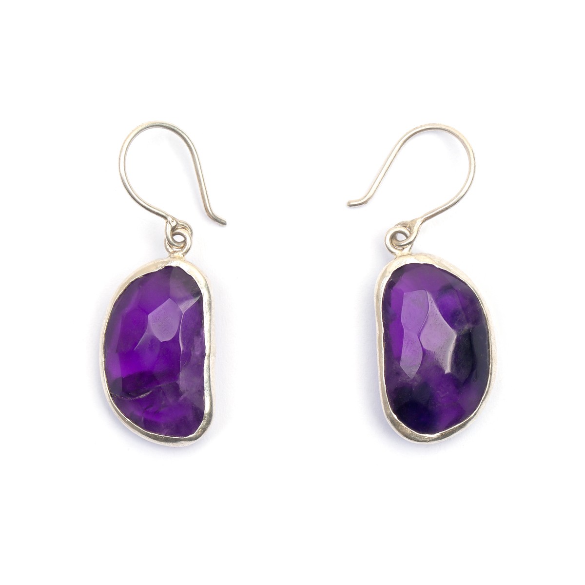 Purple Amethyst Hook Earrings | Silver Dangle Earrings 1