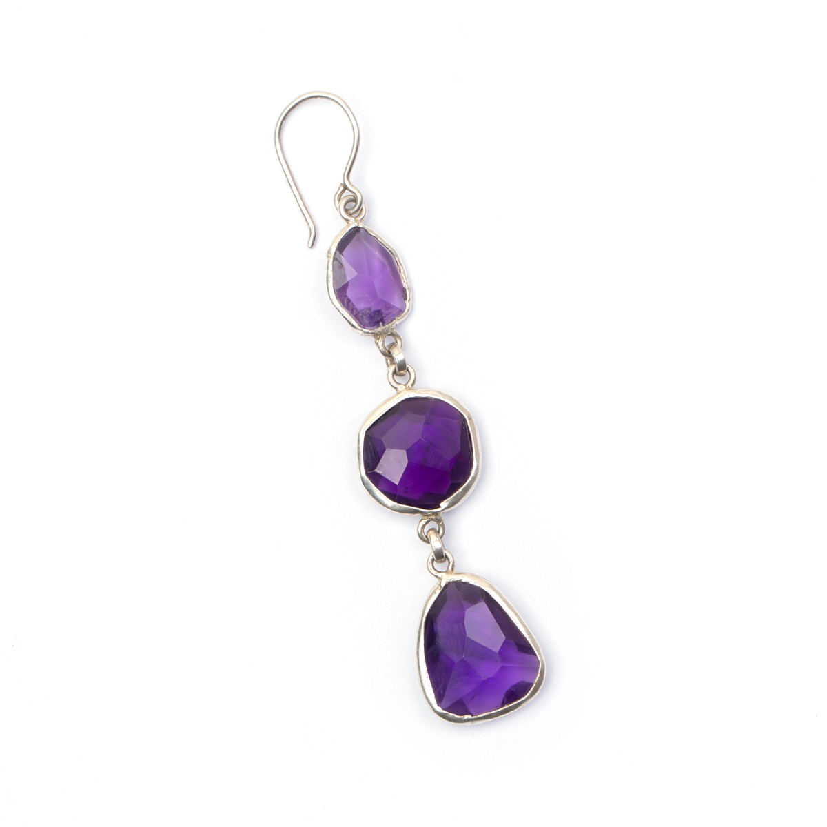 Purple Amethyst Dangle Earrings | Silver Drop Shoulder Earrings 2
