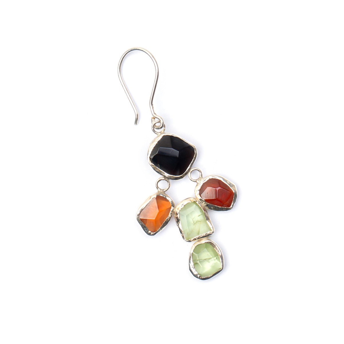 Multi-Stone Wire-Hook Earrings | Silver Cluster Earrings 2