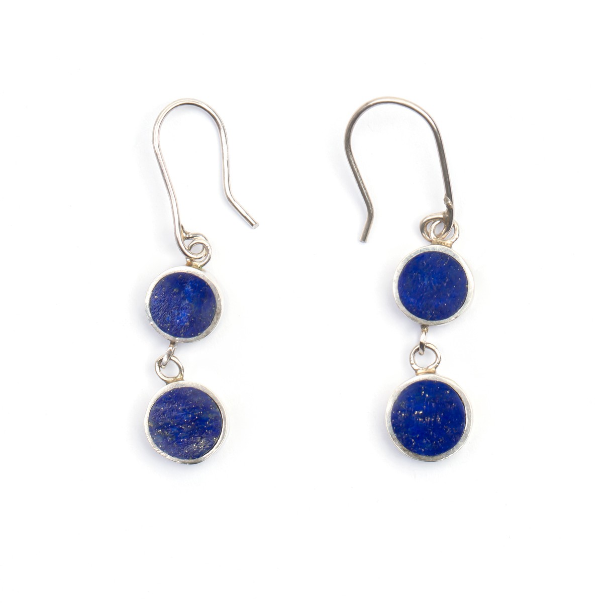 Lapis Flat Dangle Earrings | Silver Hook Earrings 1