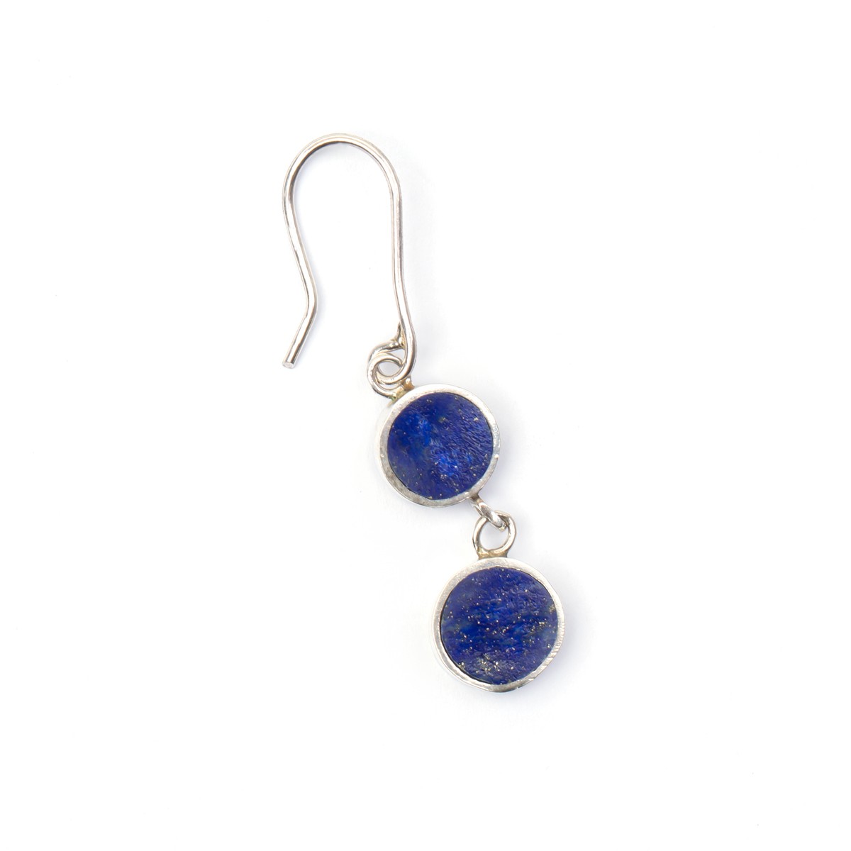 Lapis Flat Dangle Earrings | Silver Hook Earrings 2