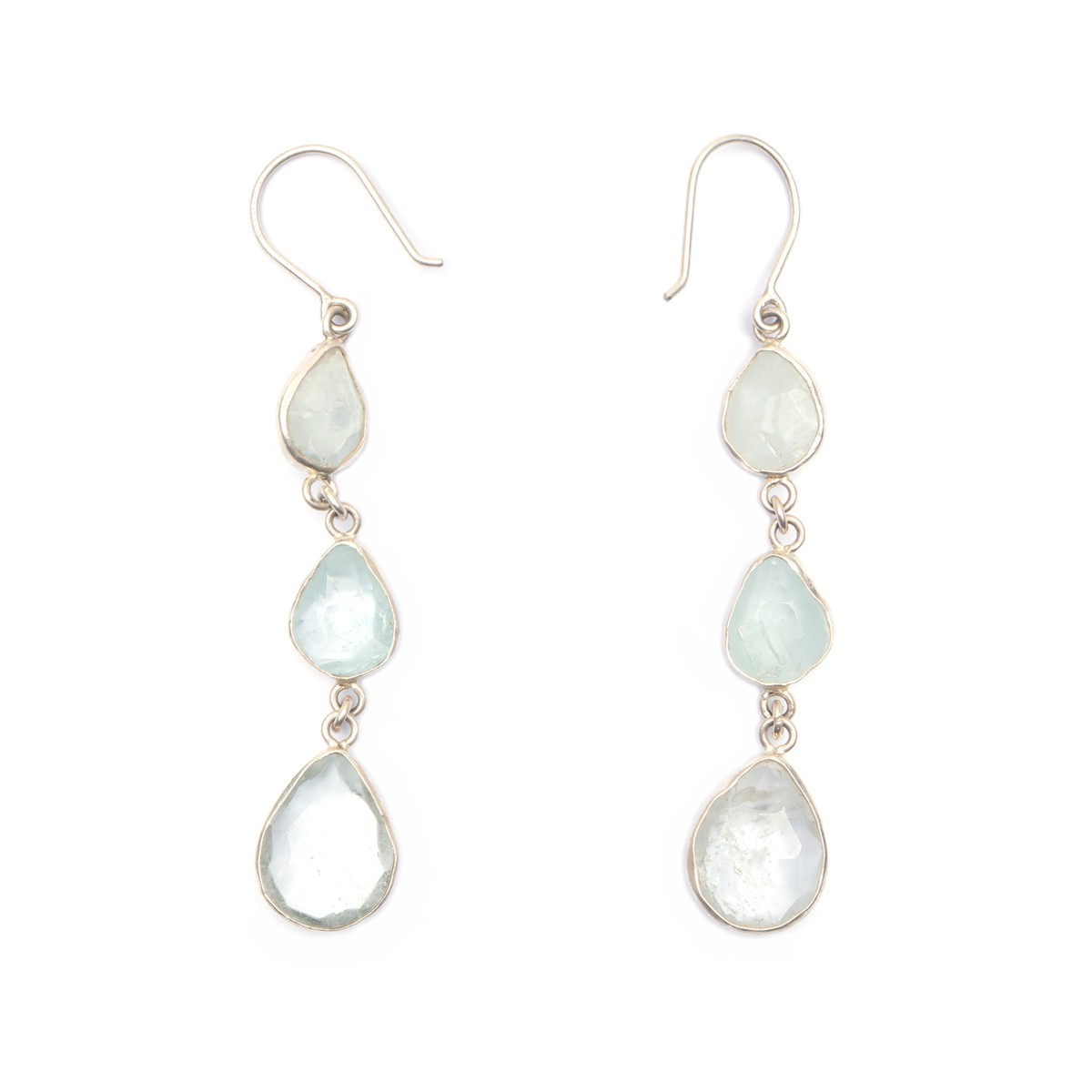 Aquamarine Shoulder Earrings | Silver Dangle Earrings 1
