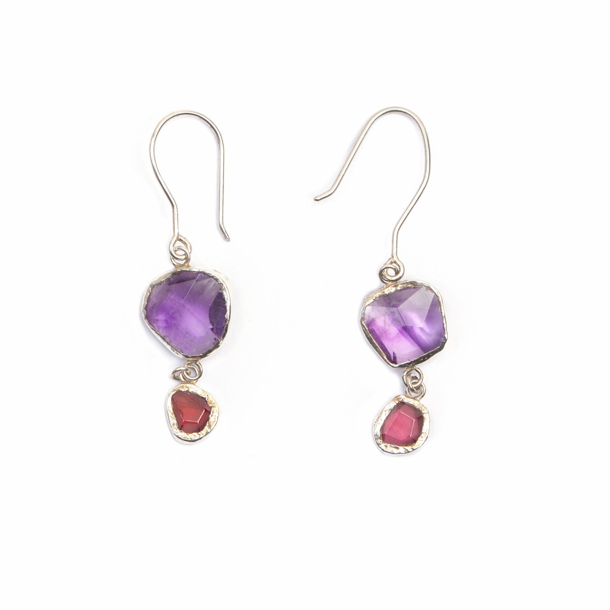 Multi-Stone Dangle Earrings | Silver Hook Earrings 1