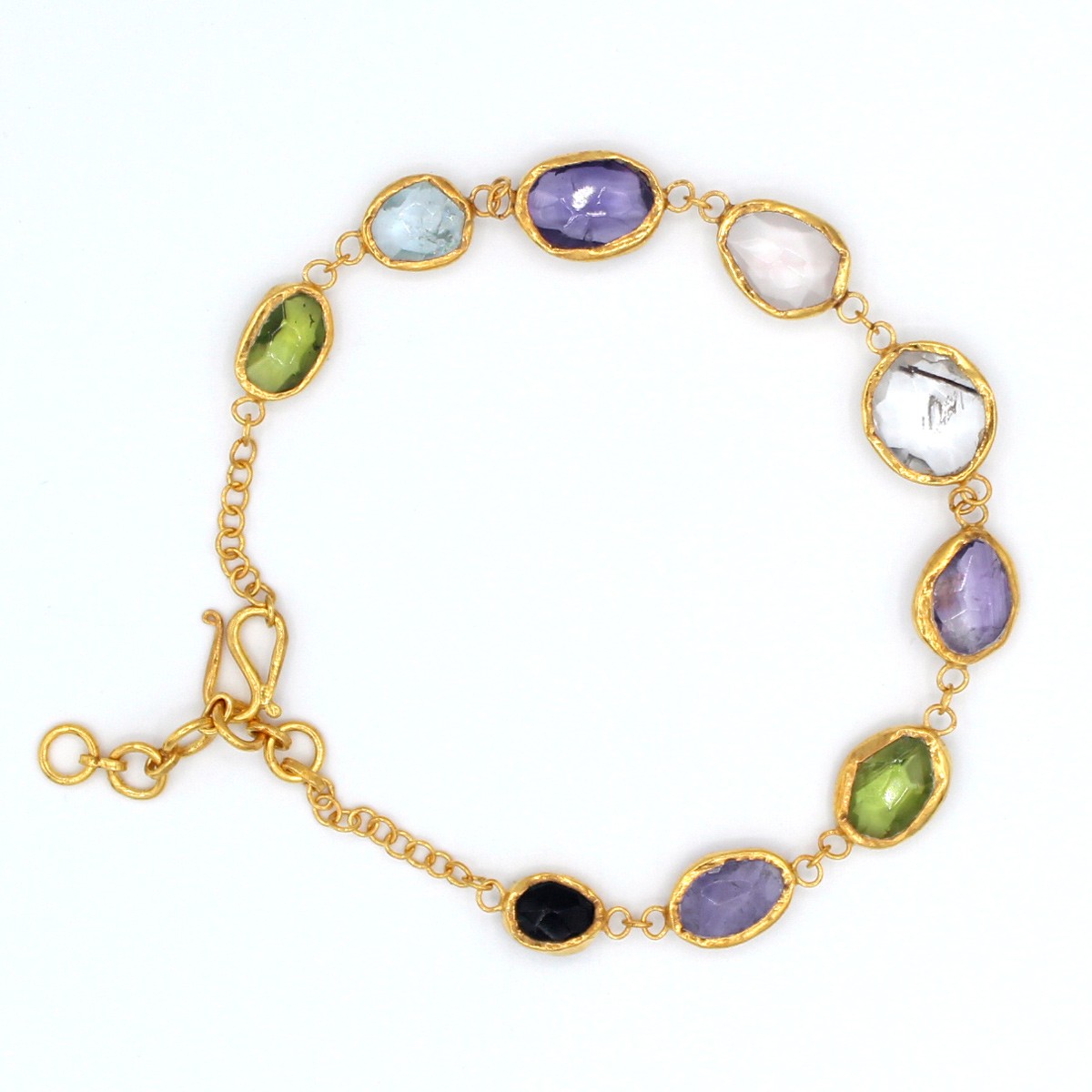 Multi-Stone Silver Bracelet | Gold Plated Chain Bracelet  1