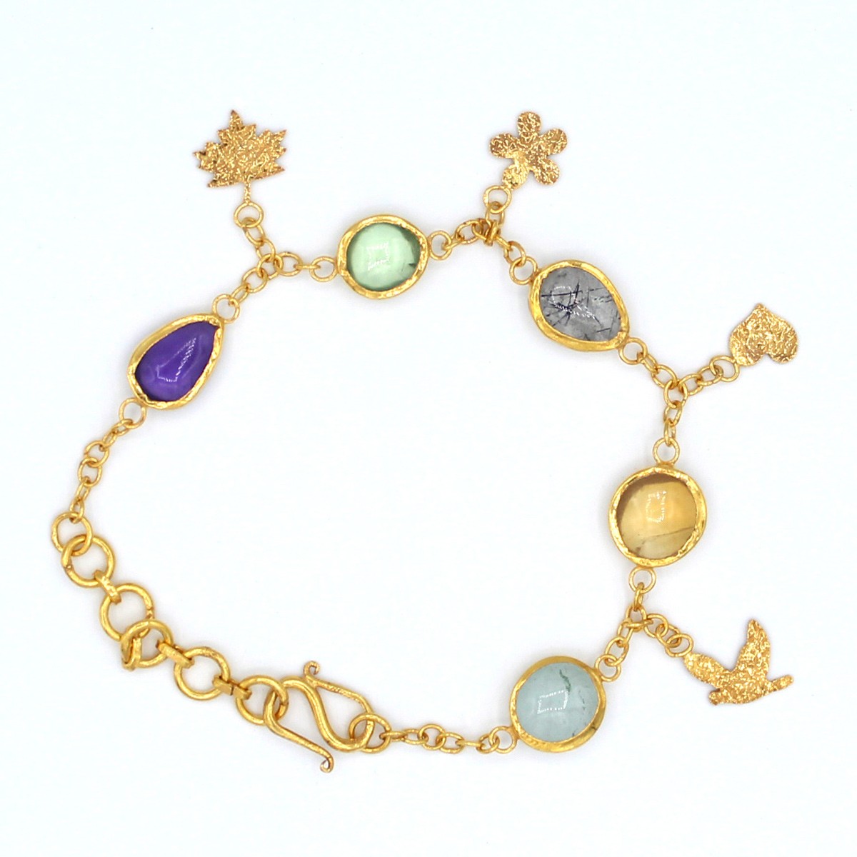 Multi-Stone Silver Bracelet | Gold Plated Charm Bracelet 1