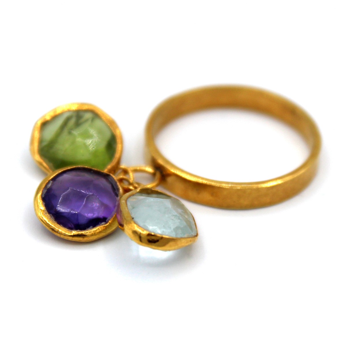 Multi-Stone Round Ring | Gold Plated Ring  1