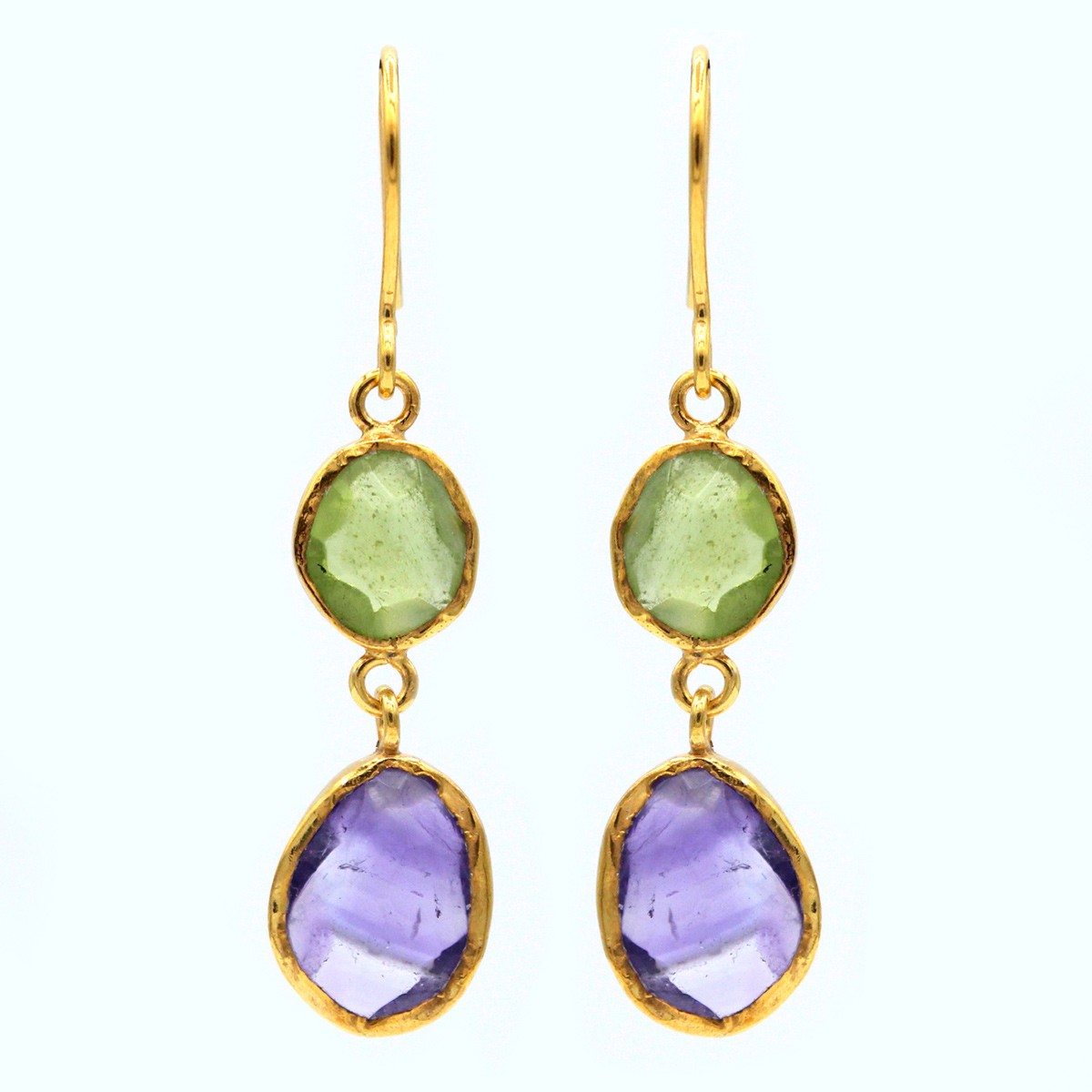 Multi-Stone Dangle Earrings | Gold Plated Drop Earrings  1