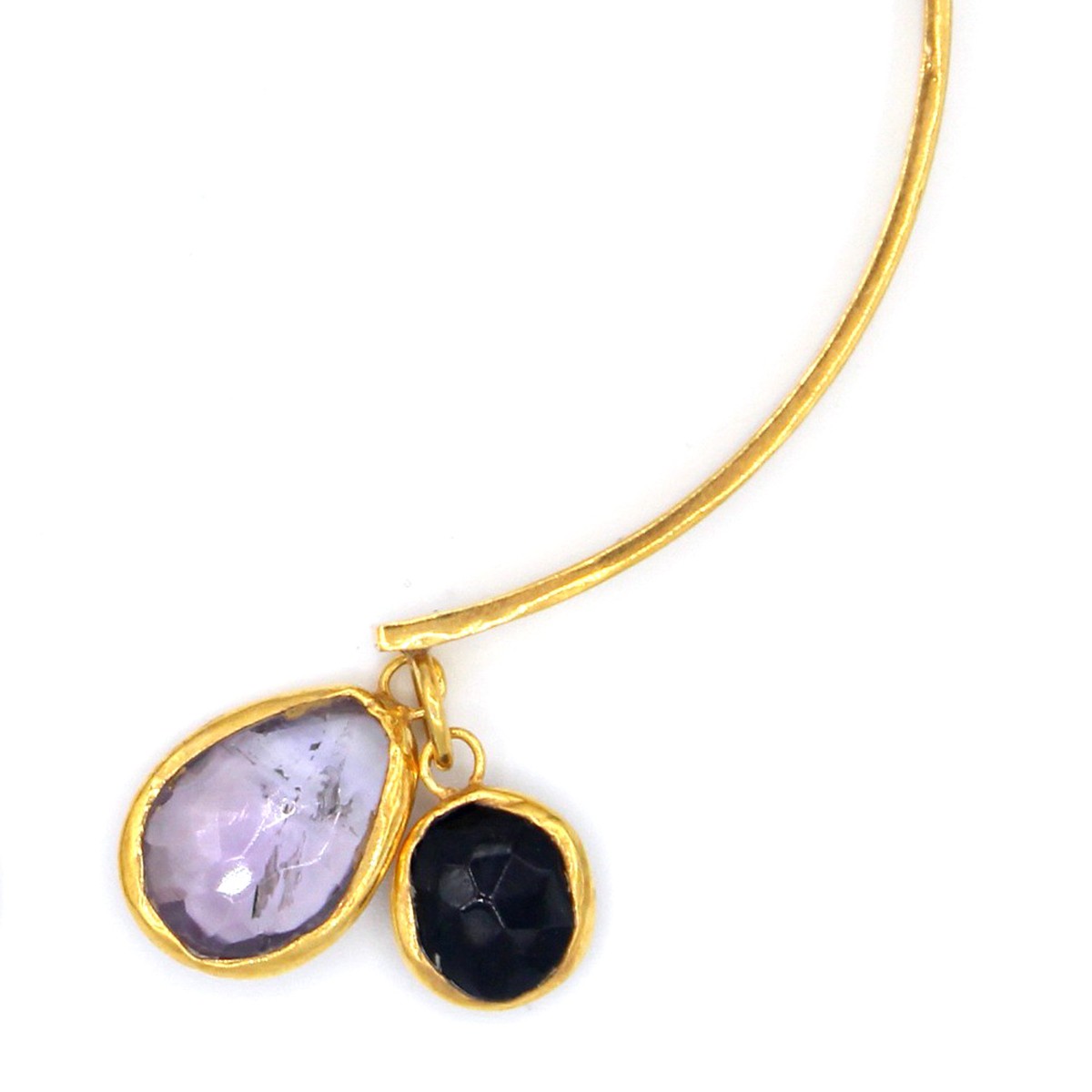 Two Stone Open Bangle Bracelet | Gold Plated Open Bracelet 3