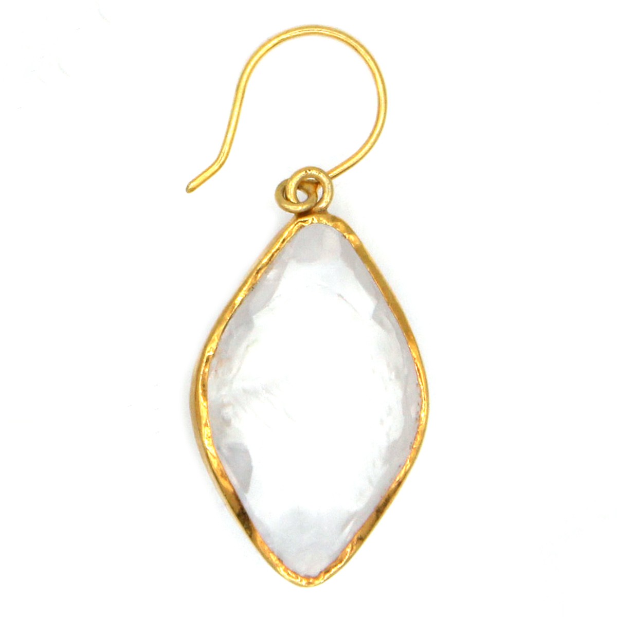 Quartz Antique Hook Earrings | Gold Plated Marquise Earrings 2