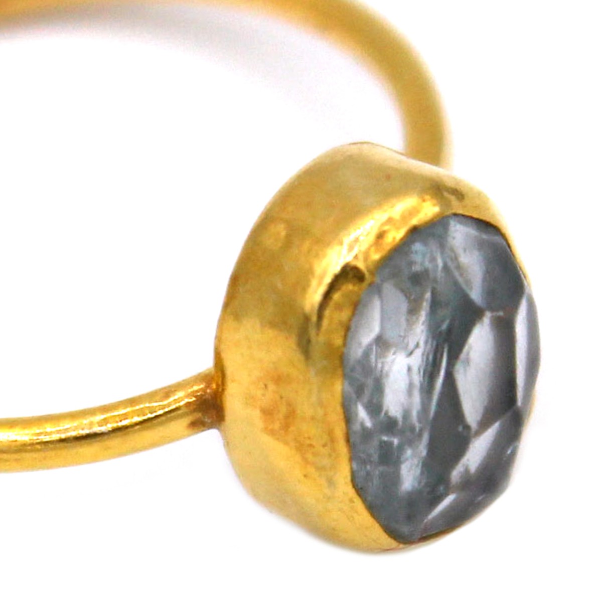 Quartz Stone Solitaire Ring | Gold Plated Round Ring  2