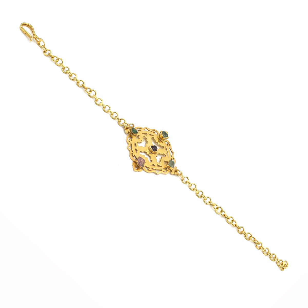 Tourmaline Silver Marquise Bracelet | Gold Plated Chain Bracelet 1
