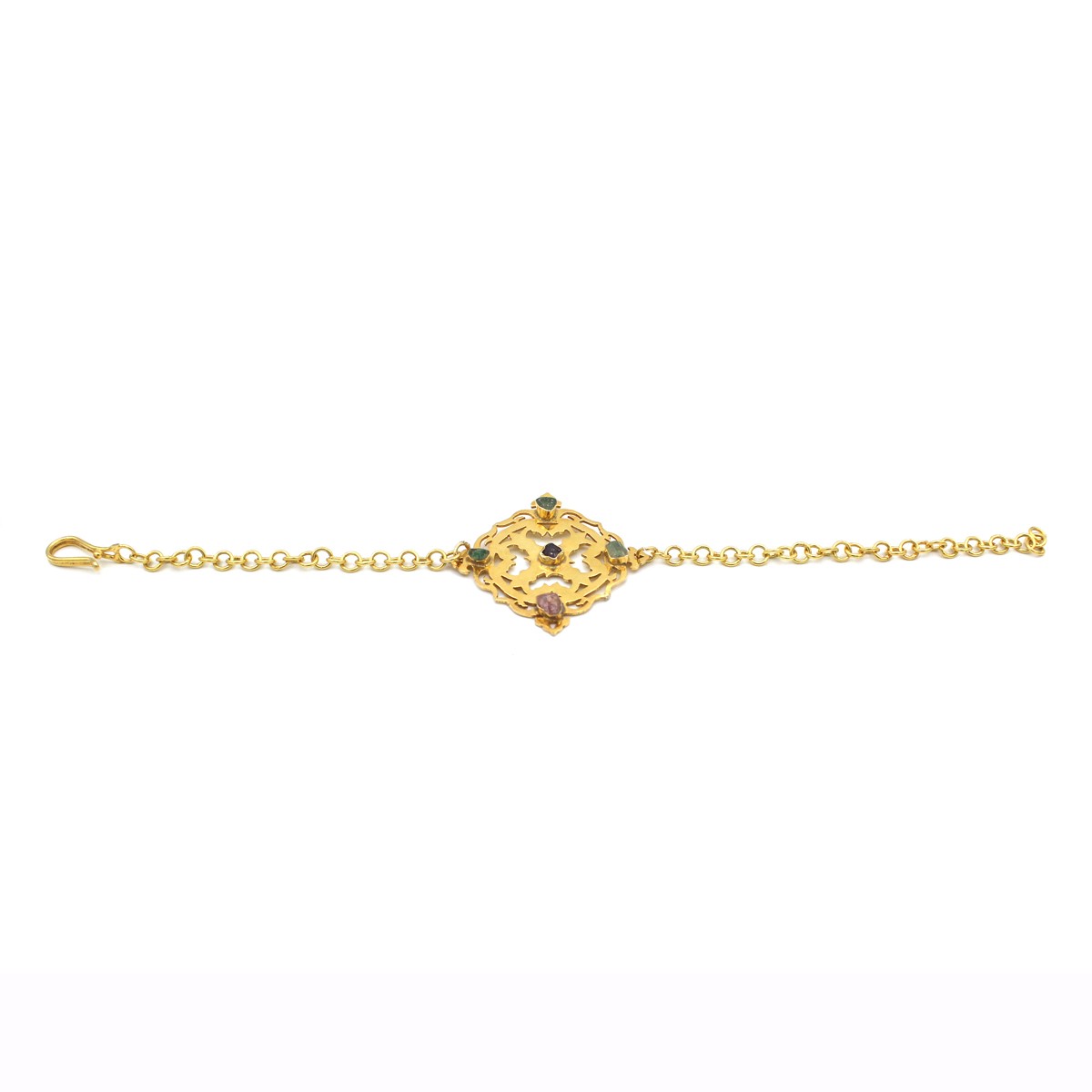 Tourmaline Silver Marquise Bracelet | Gold Plated Chain Bracelet 2