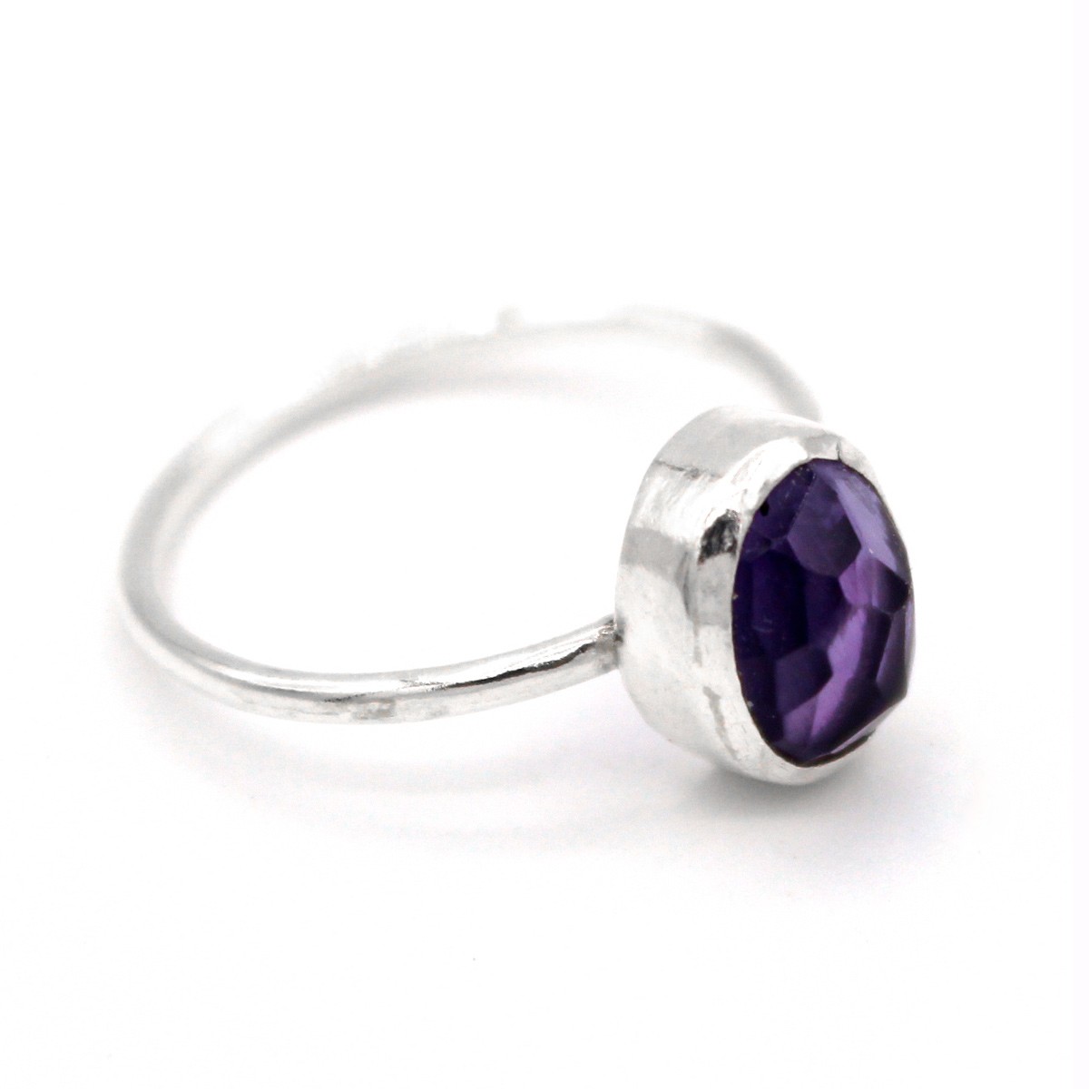 Round Silver Ring | Silver Solitaire Ring 1