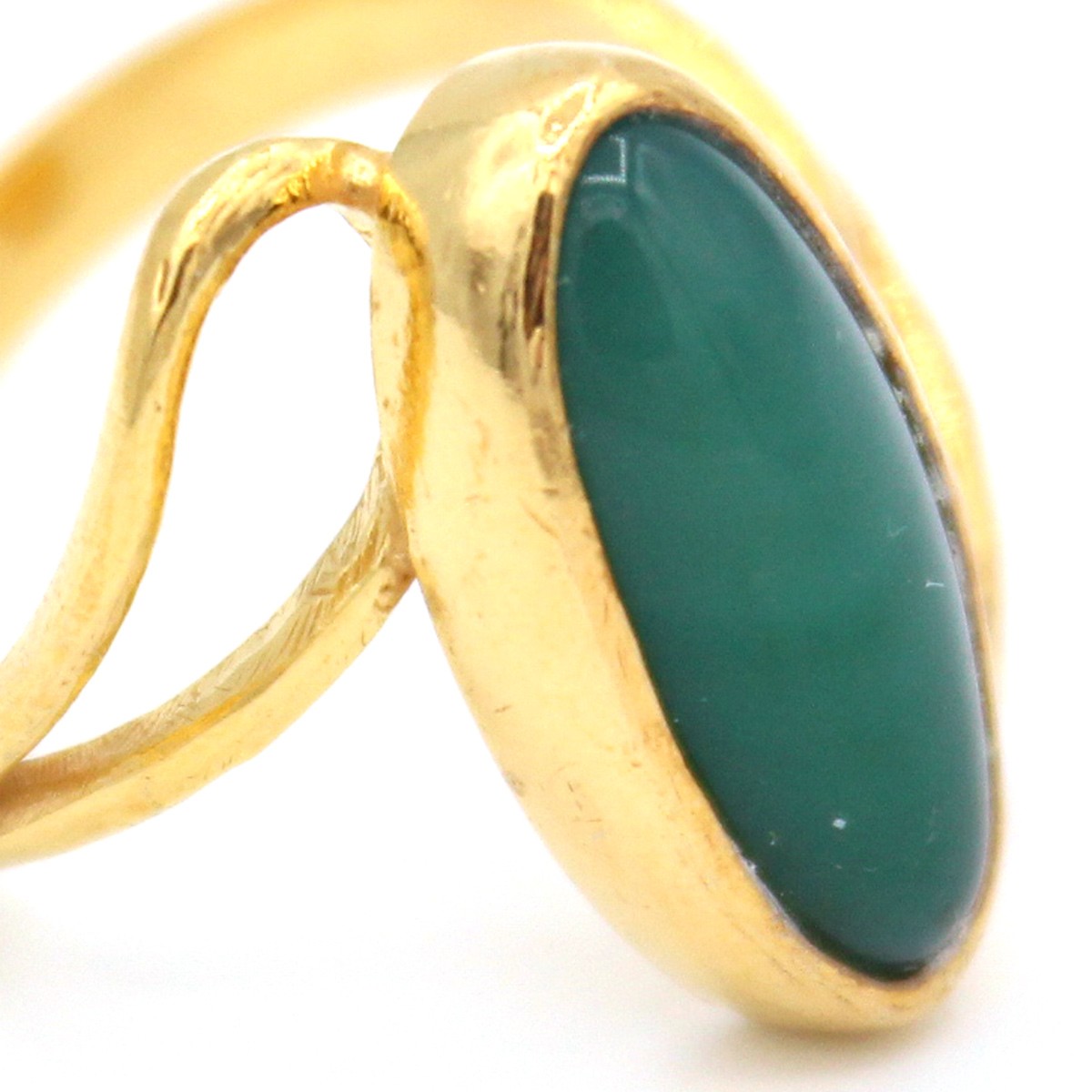 Moss Agate Silver Ring | Antique Gold Plated Marquise Ring 2