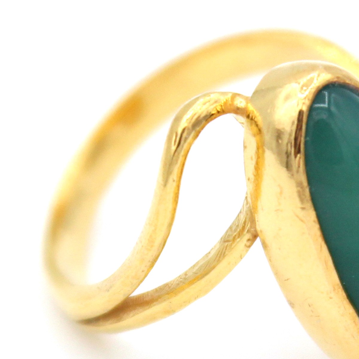 Moss Agate Silver Ring | Antique Gold Plated Marquise Ring 3