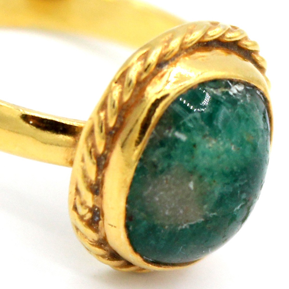 Green Emerald Round Silver Ring | Gold Plated Cluster Ring 3