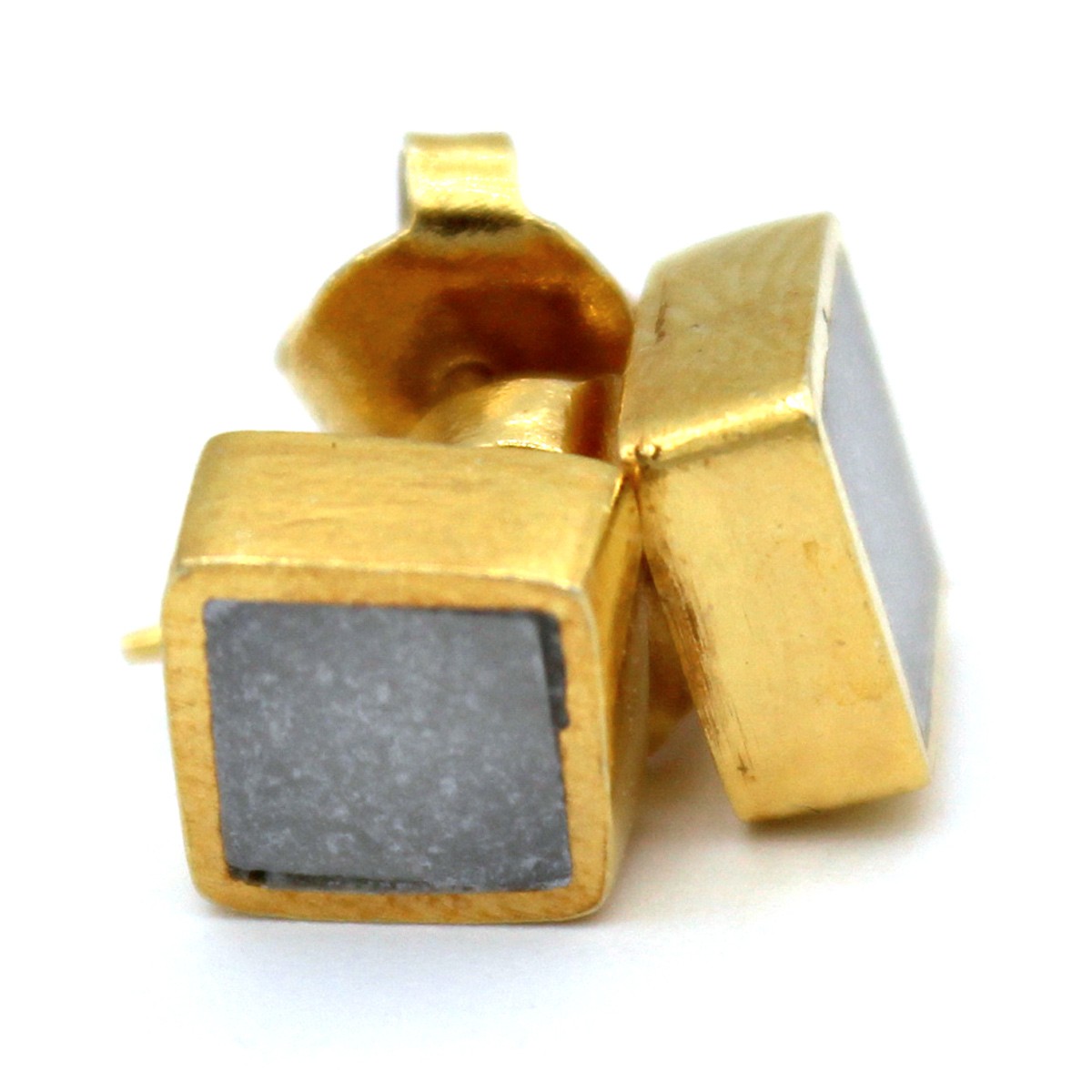 Marble Stone Square Studs | Gold Plated Studs 1