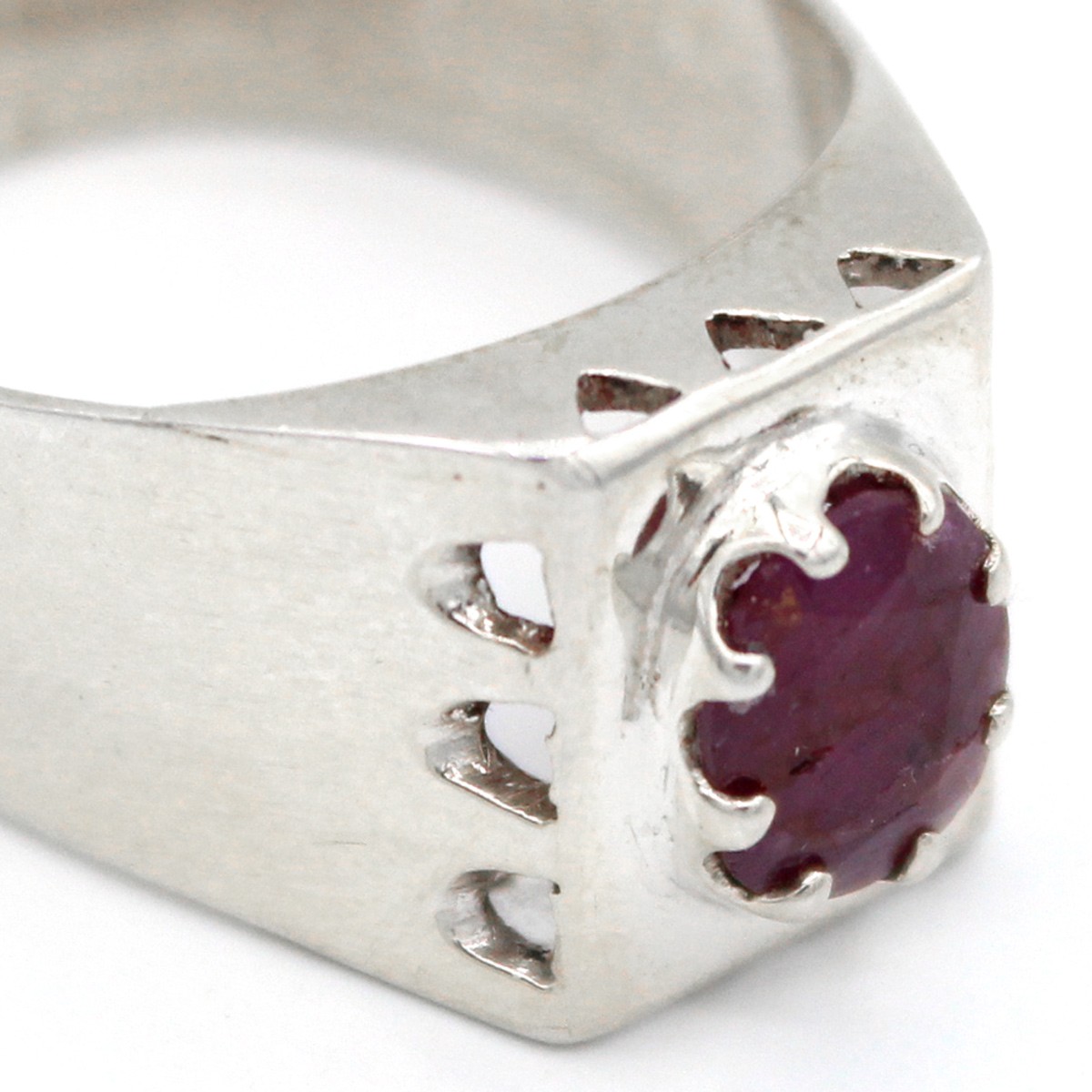 Red Ruby Silver Ring | Vintage Gold Plated Ring 2