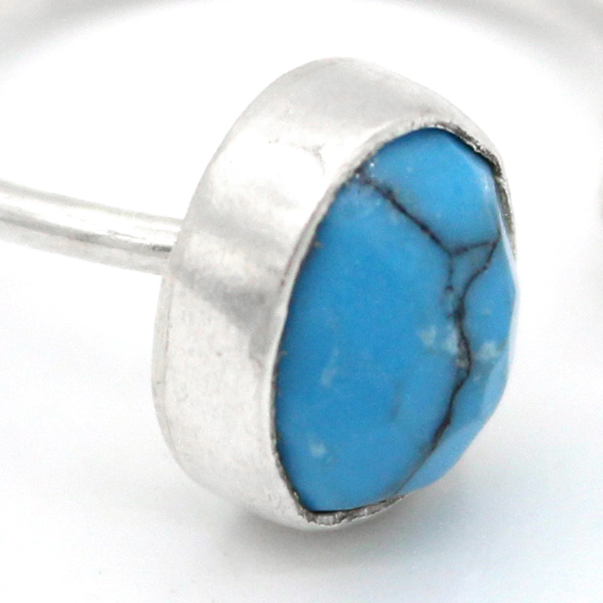 Blue Turquoise Ring | Silver Ring with Cuff Band 3