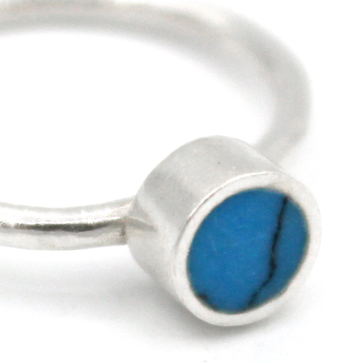 Blue Turquoise Flat Ring | Silver Solitaire Ring 2