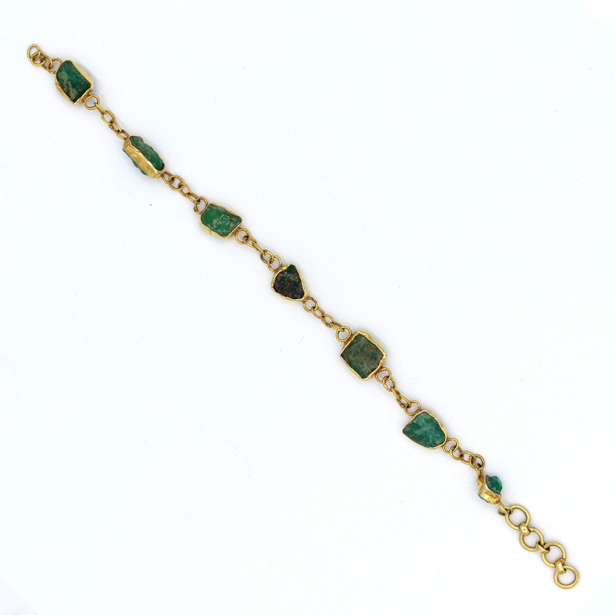 Green Emerald Stone Bracelet | Gold Plated Chain Bracelet 1