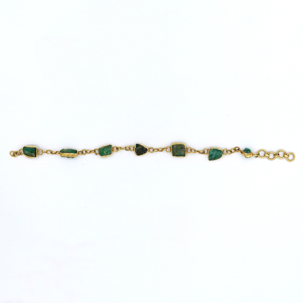 Green Emerald Stone Bracelet | Gold Plated Chain Bracelet 2