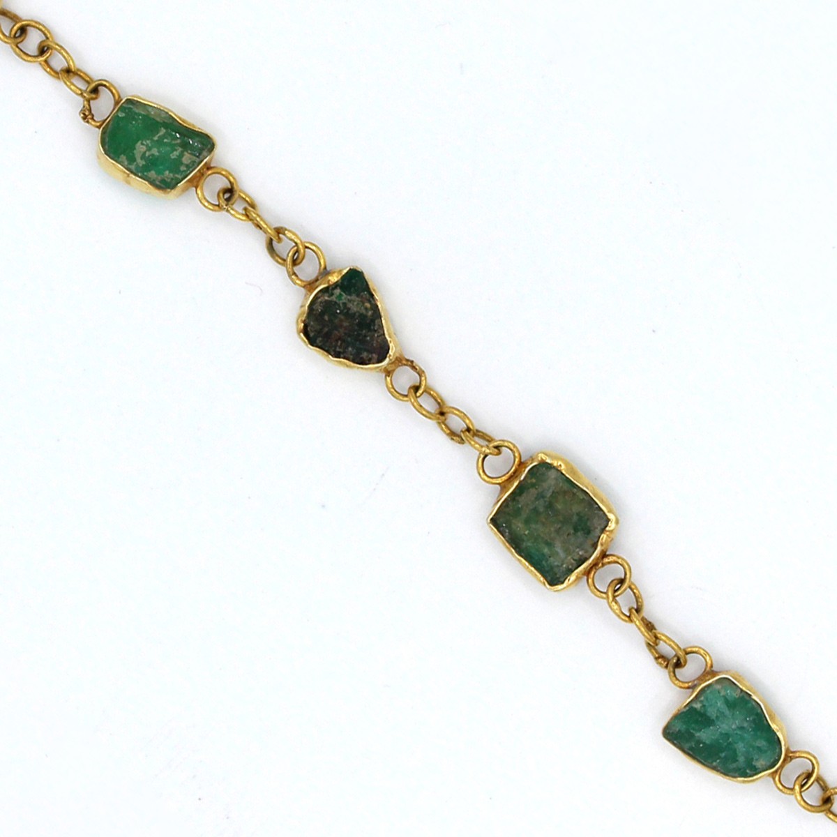 Green Emerald Stone Bracelet | Gold Plated Chain Bracelet 3