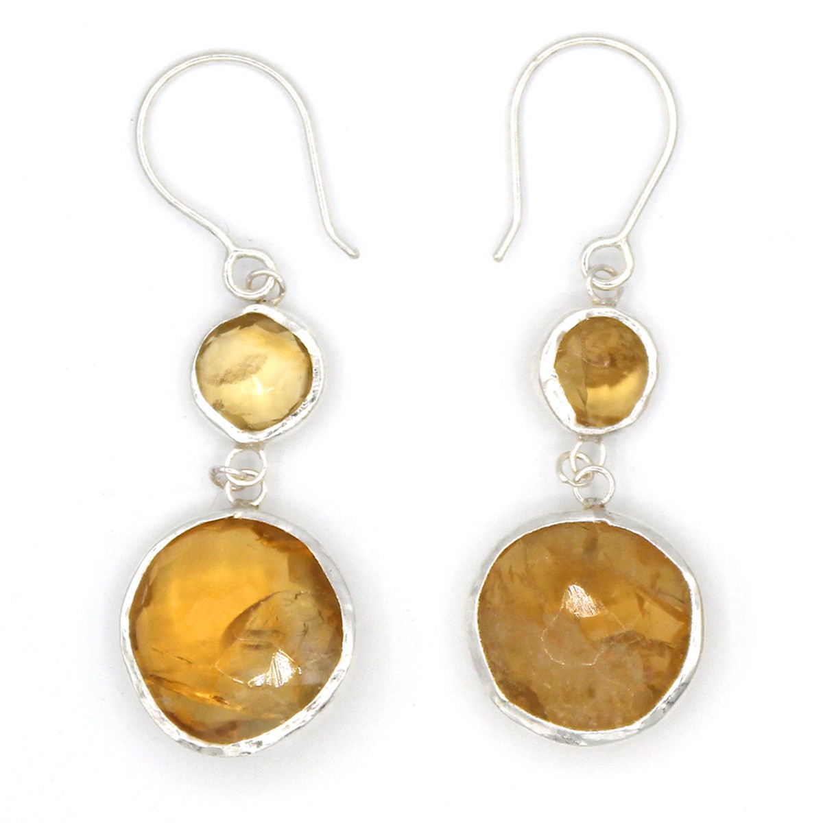 Yellow Citrine Dangle Earrings | Silver Hook Earrings 1