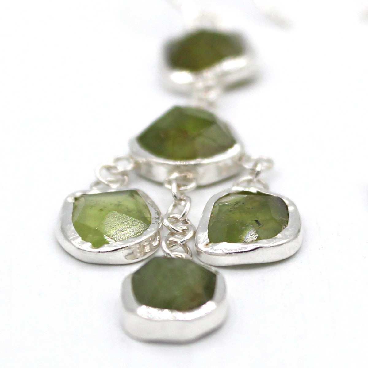 Green Peridot Earrings | Silver Cluster Earrings 2