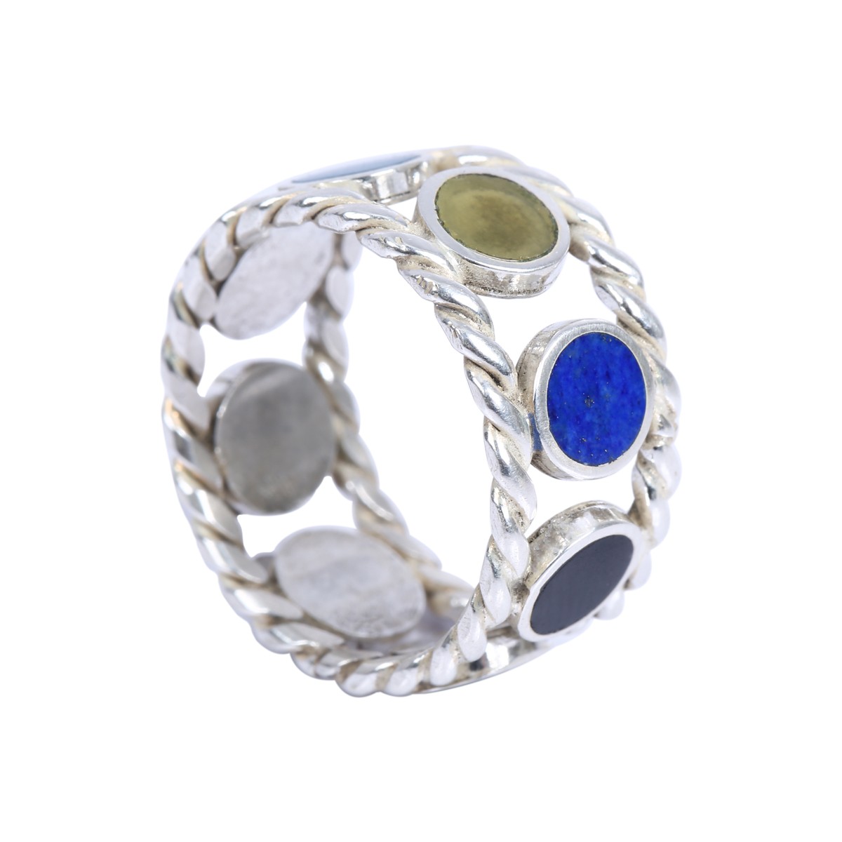 Multi-Stone Band Ring | Gemstone Silver Ring 1
