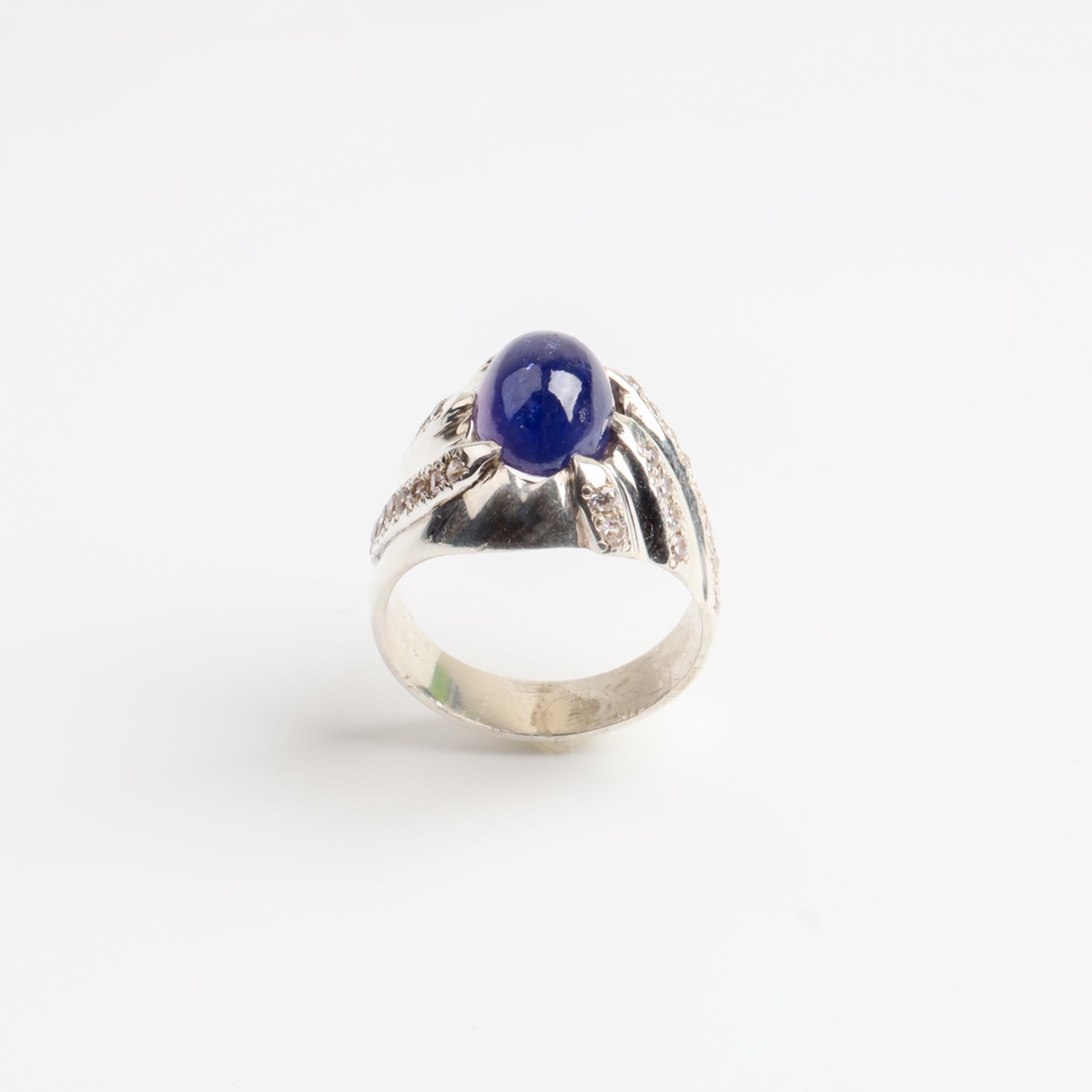 Men’s Blue Sapphire Sterling Silver Statement Ring 2