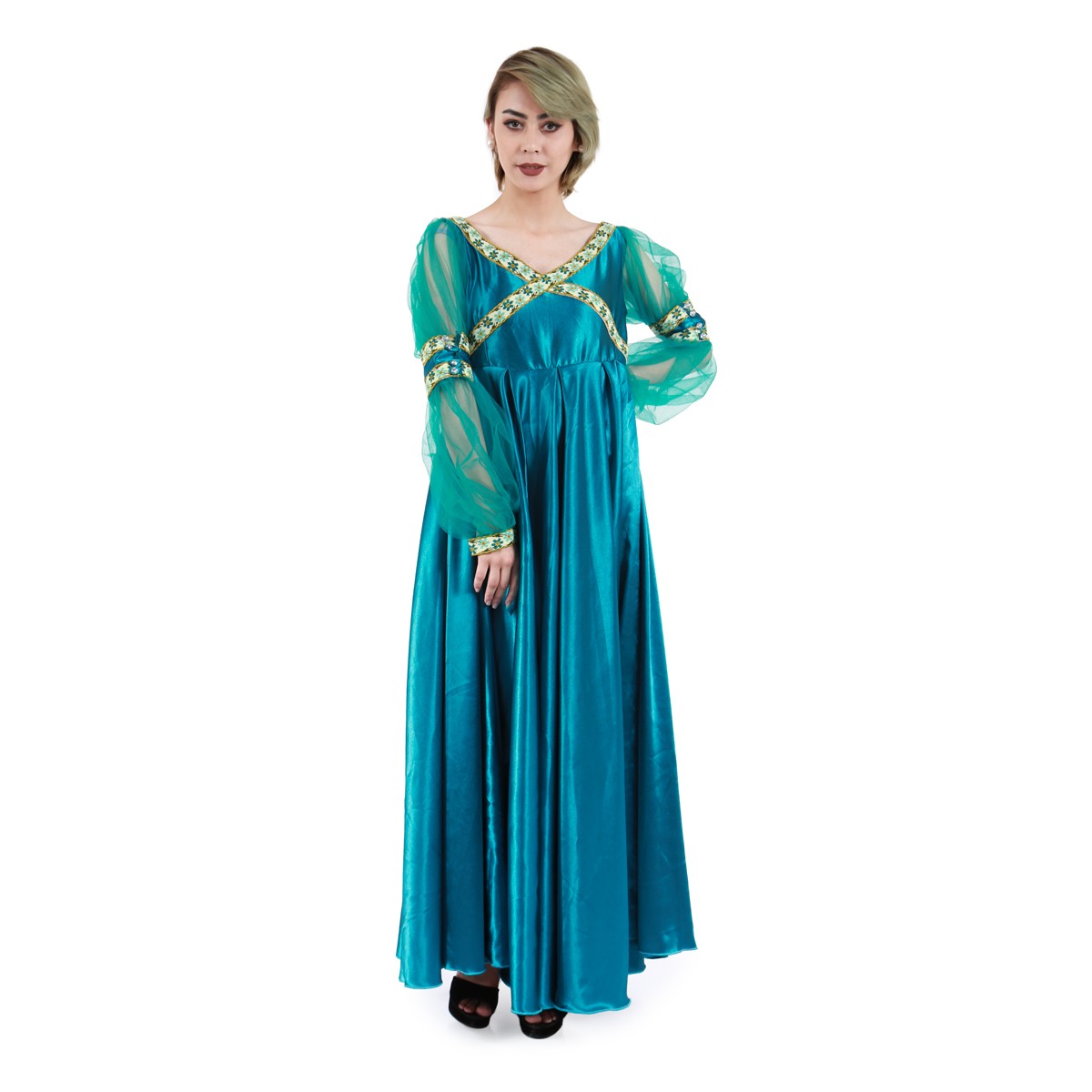 Blue Party Wear Maxi Dress| Virago Sleeves Party Wear 1
