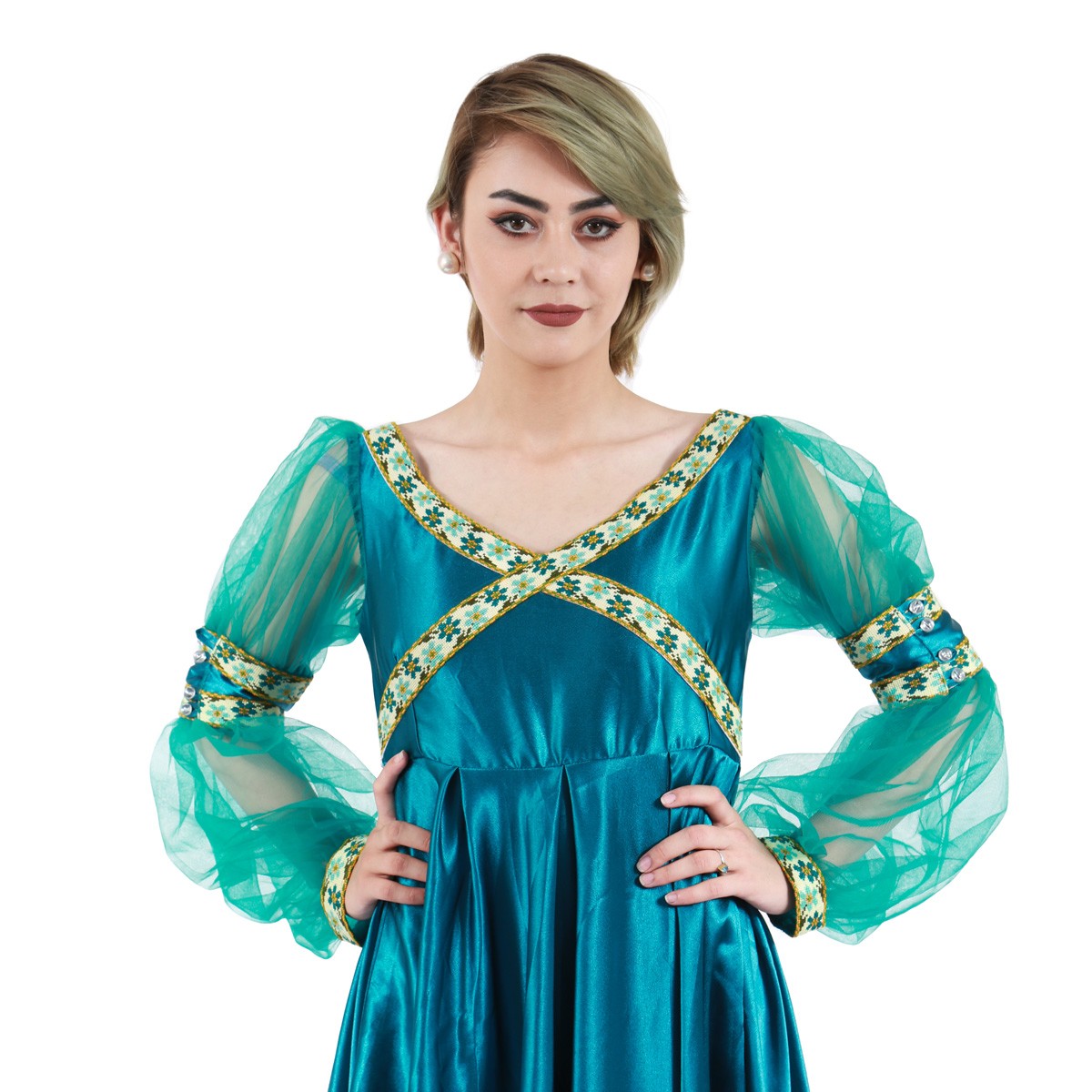 Blue Party Wear Maxi Dress| Virago Sleeves Party Wear 2