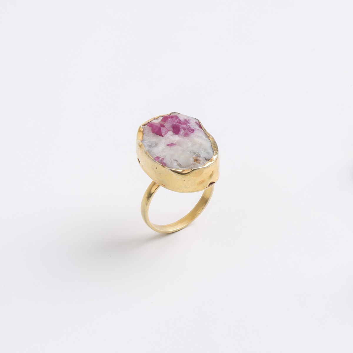 Gold-Plated Ruby in Matrix Gemstone Necklace & Ring Set 4