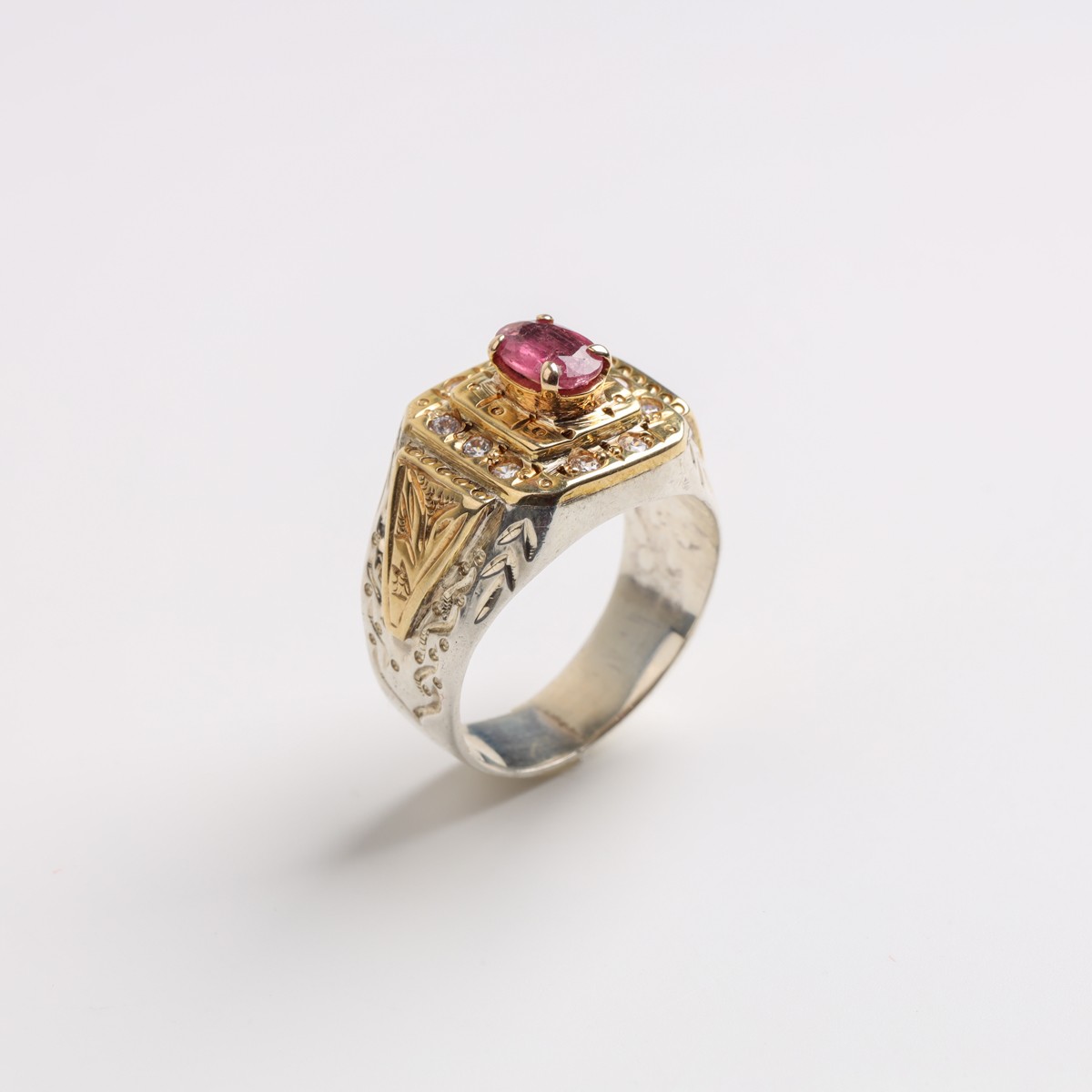 Royal Ruby Two-Tone Sterling Silver Men Ring 1