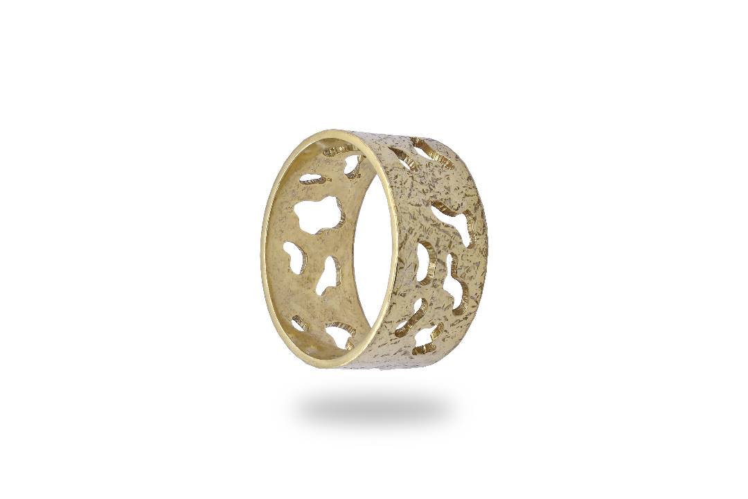 Gold Plated Engraved Engagement Ring | Elegant Brass Engagement Ring 1