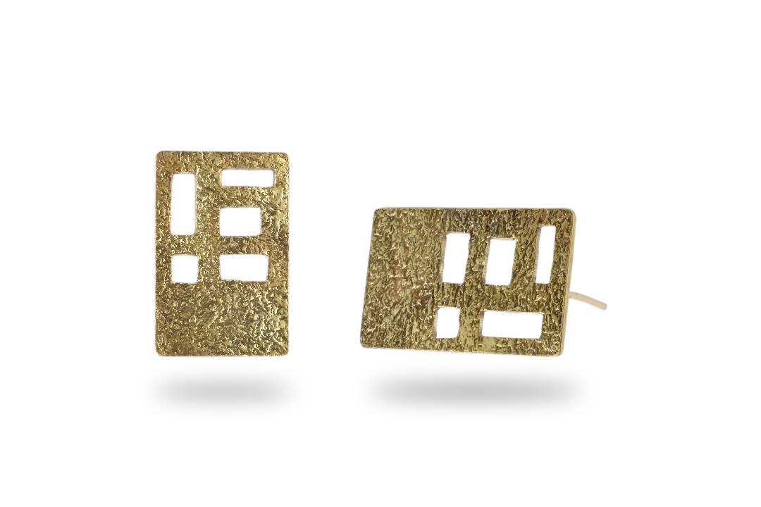 Gold Plated Studs | Brass Rectangle Studs 1