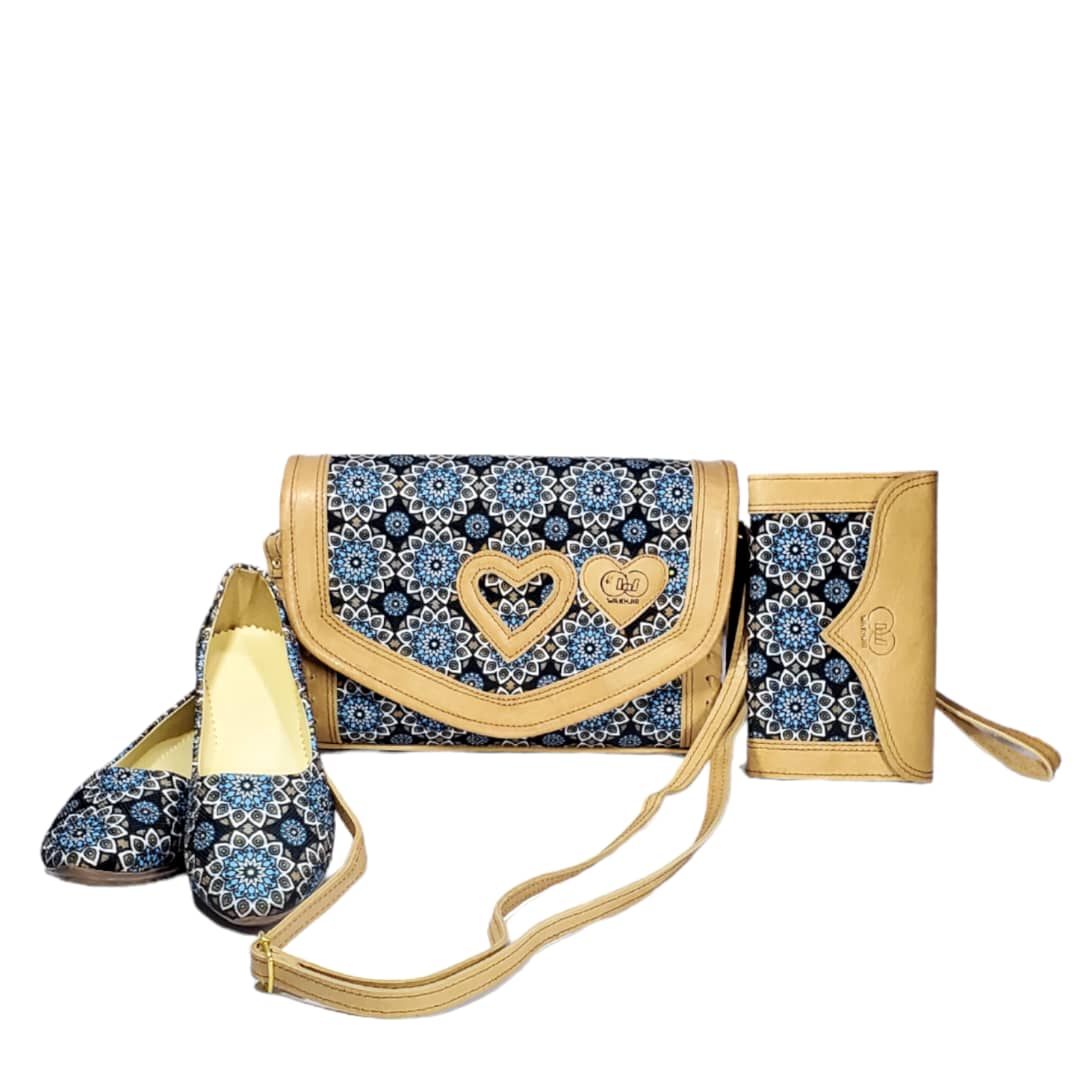 Handicraft pure leather women handbag , purse , shoes complete set 1