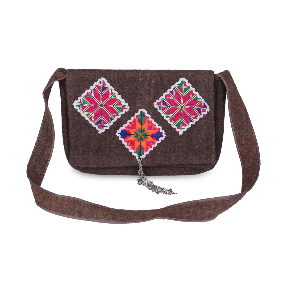 Brown Woolen Shoulder Bag 4