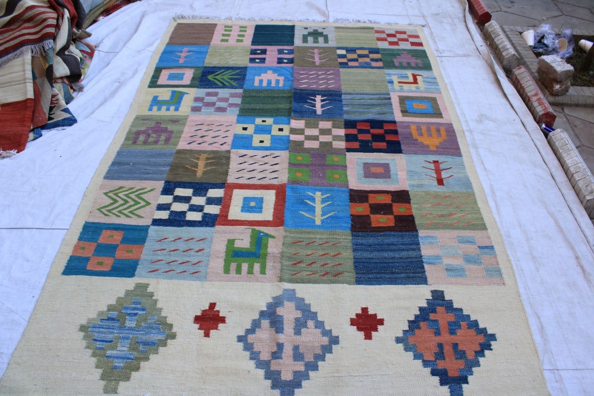 Stunning Animal print Hand knotted Chobrang kilim 1