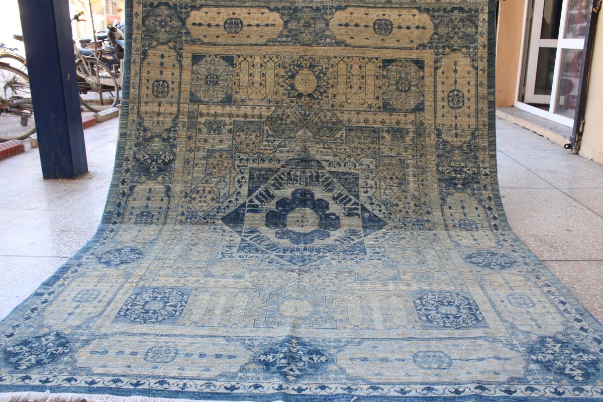 Antique Blue Mamlook Design Chobrang Carpet  7