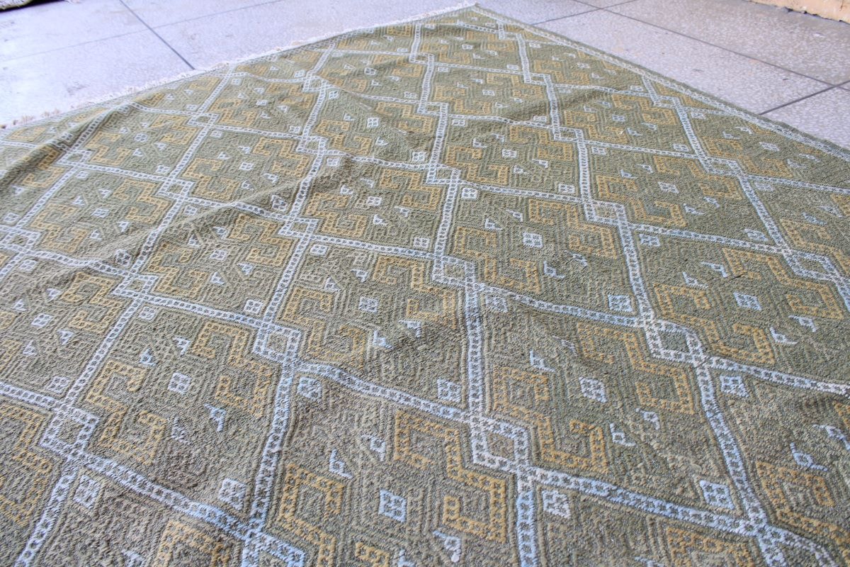 Green Color Stunning Hand Knotted Somak  Kilim 2